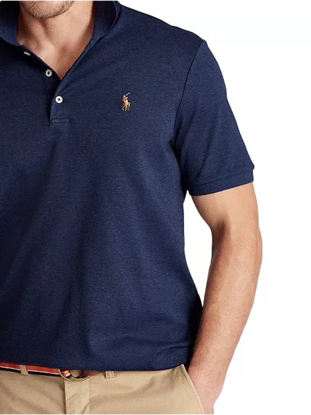 POLO RALPH LAUREN  Classic Fit Soft Cotton Polo Shirt in Spring Navy Blue